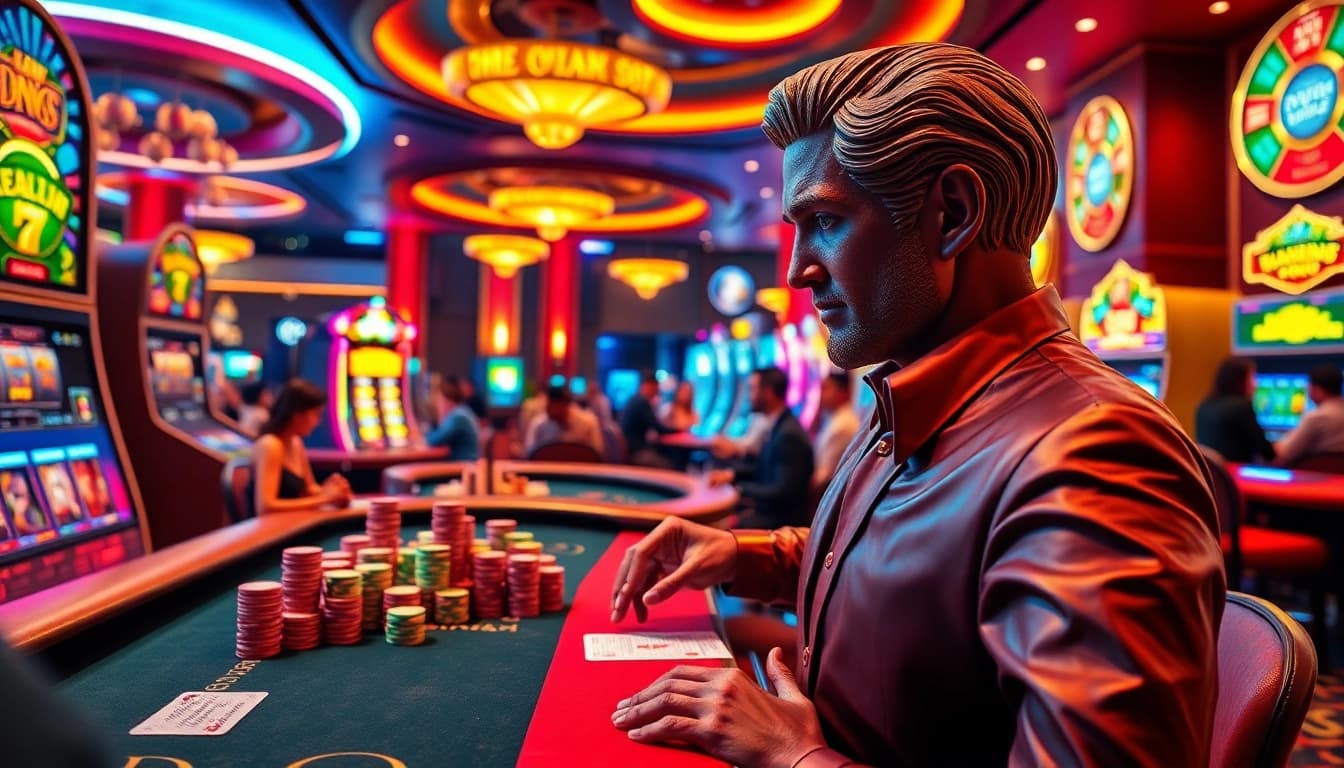 The vibrant casino experience at https://impactxoft.com featuring intense card games and bright slot machines.