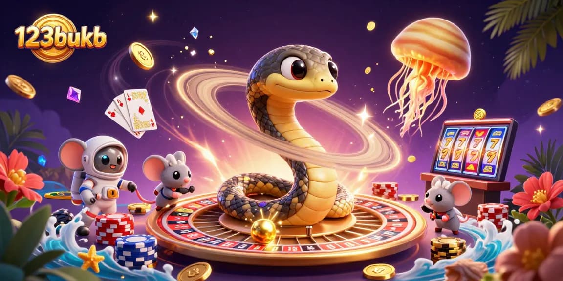 Experience the thrilling action at 123bukb with vibrant cosmic casino elements, showcasing bets and excitement.
