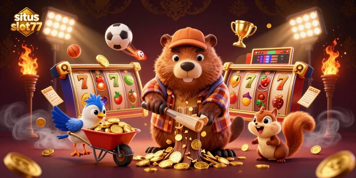 Experience situs slot777 with gold coins, slot reels, and dynamic gaming characters.