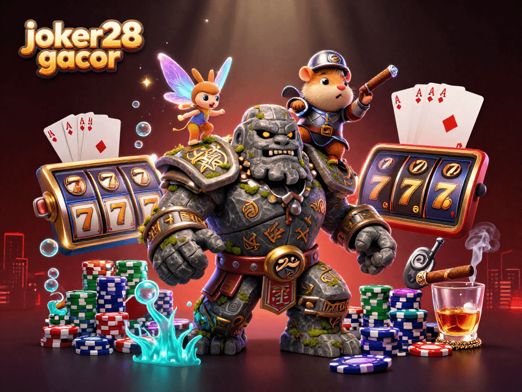 Melihat joker28 gacor, golem batu kuno hidup dengan peri bersinar dan hamster ksatria dalam aksinya di kasino.