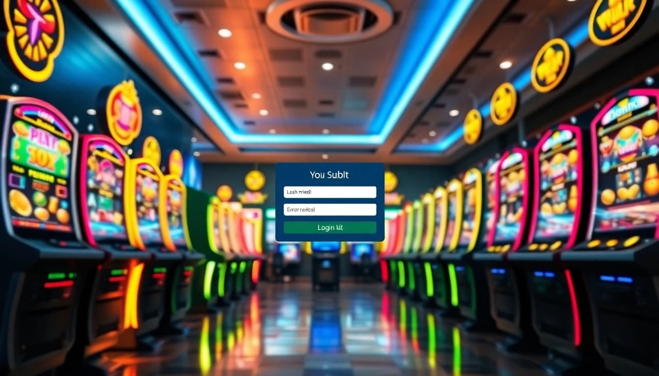 Engaging digital login interface for doaslot login amidst vibrant online casino aesthetics.