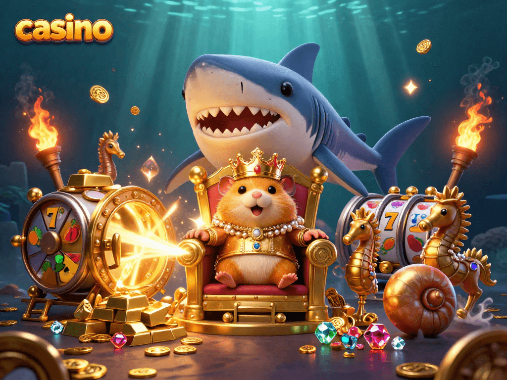 Experience high-stakes fun at this colorful casino scene with engaging jackpot slots