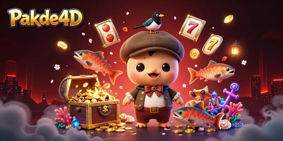 Engage in thrilling gameplay with Pakde4D, featuring playful characters and vibrant casino elements.