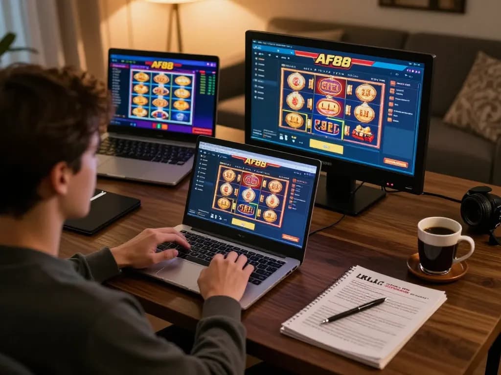 af88 player strategizing their online gaming at home with focused attention
