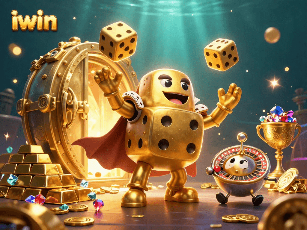Engage with vibrant iwin casino magic through dynamic golden dice and treasure in 3D!