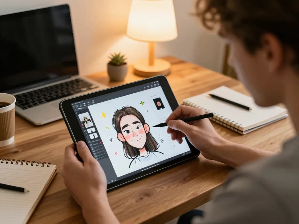 This player creates a caricature ChatGPT in a cozy home setting, showcasing a casual gaming experience.