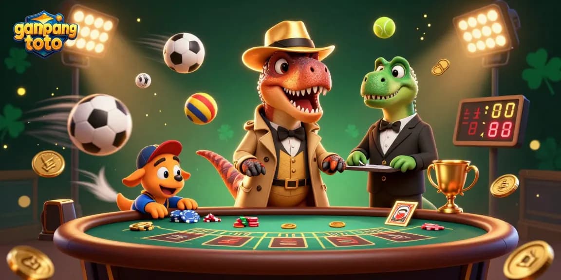 Experience the thrilling action at gampangtoto with a velociraptor and stegosaurus in a dynamic casino scene.