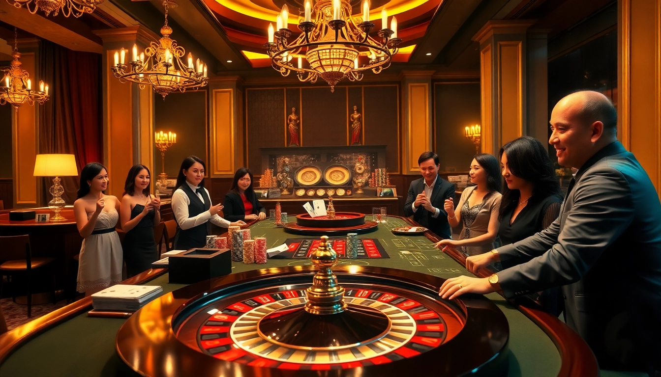 Players engage in thrilling action at the GO88 casino table, showcasing exciting card games and vibrant poker chips.