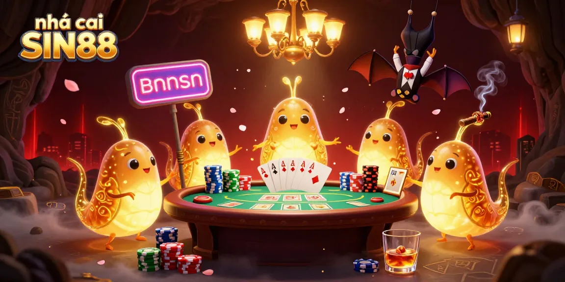 Experience exciting gameplay in the nhà cái SIN88 casino with vibrant glowworms and a unique bat dealer.