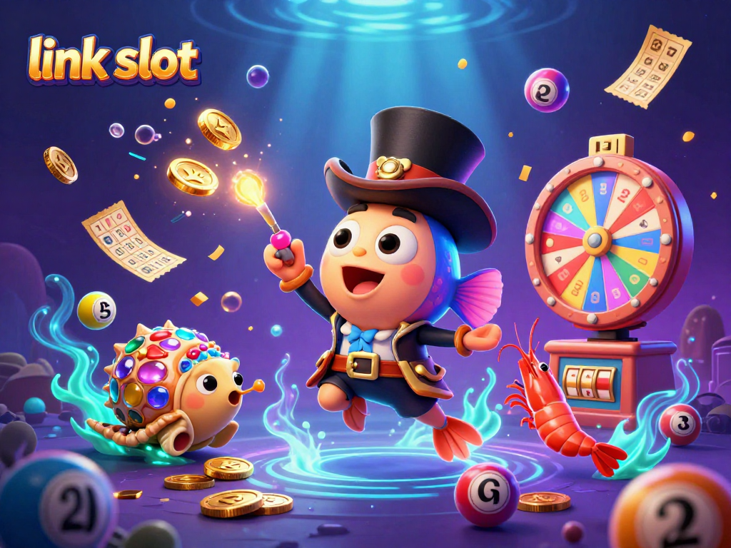 Spin the winning link slot with dynamic scenes and glowing treasures amidst vibrant casino excitement.