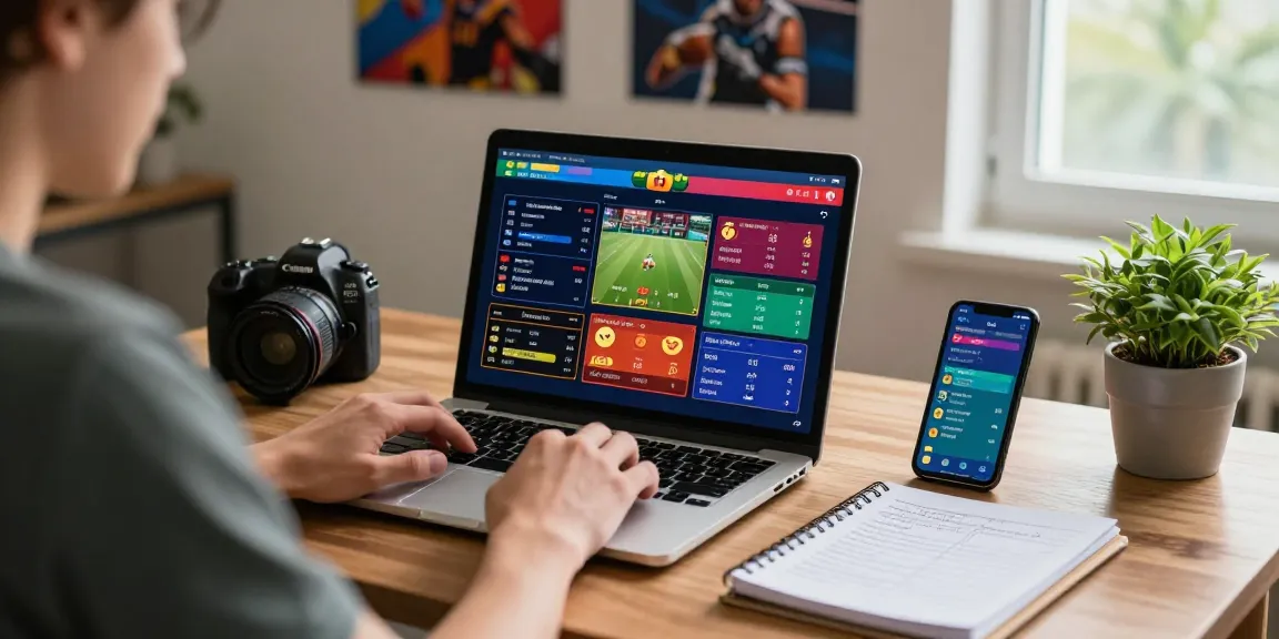 Engaged user exploring betebet online betting platform with strategies in a cozy home office.