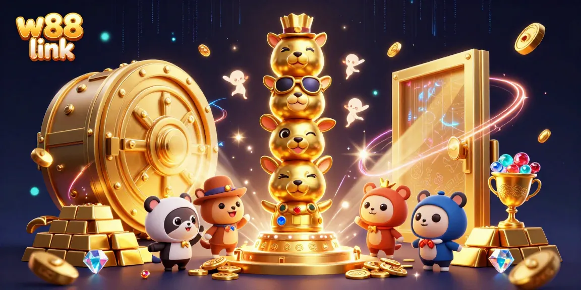 Bet on sports with w88 link at the center of a vibrant online casino illustration.