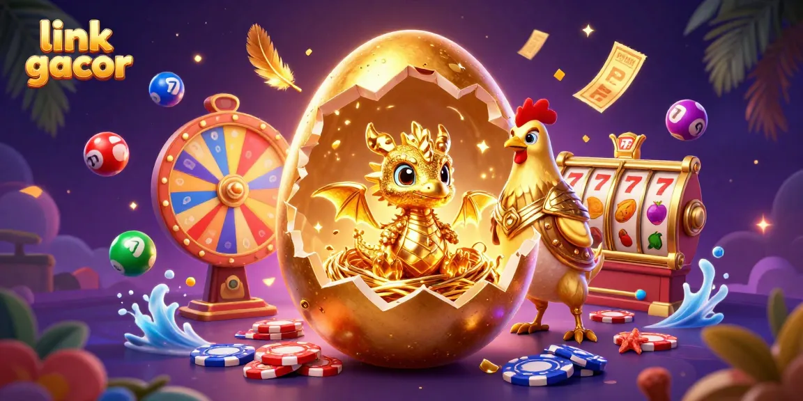 Experience thrilling wins at link gacor with colorful lottery elements and an enchanting golden dragon.