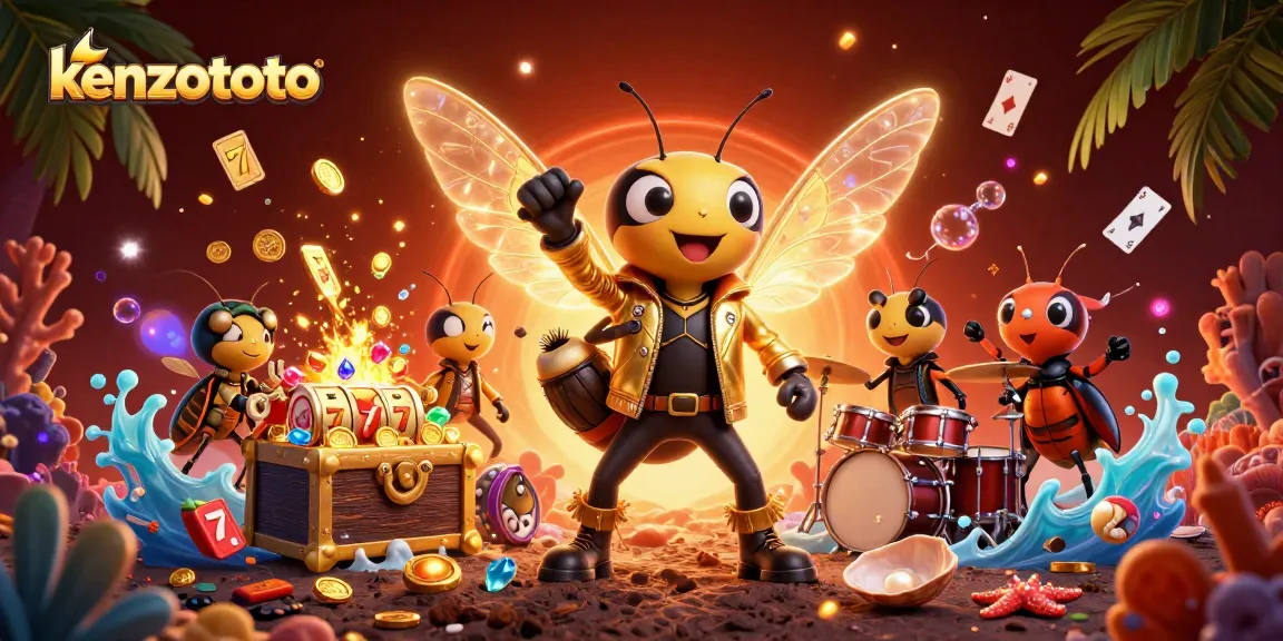 Kenzototo slot online action featuring a rock star cicada and vibrant game elements