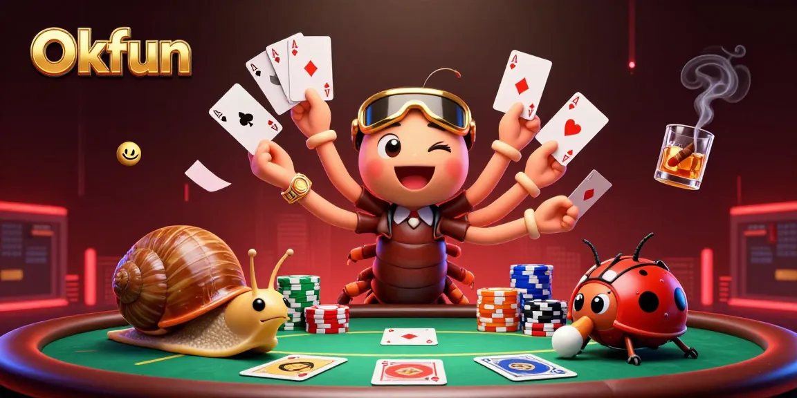 Engage with thrilling gameplay at Okfun, featuring a colorful poker scene with animated characters.
