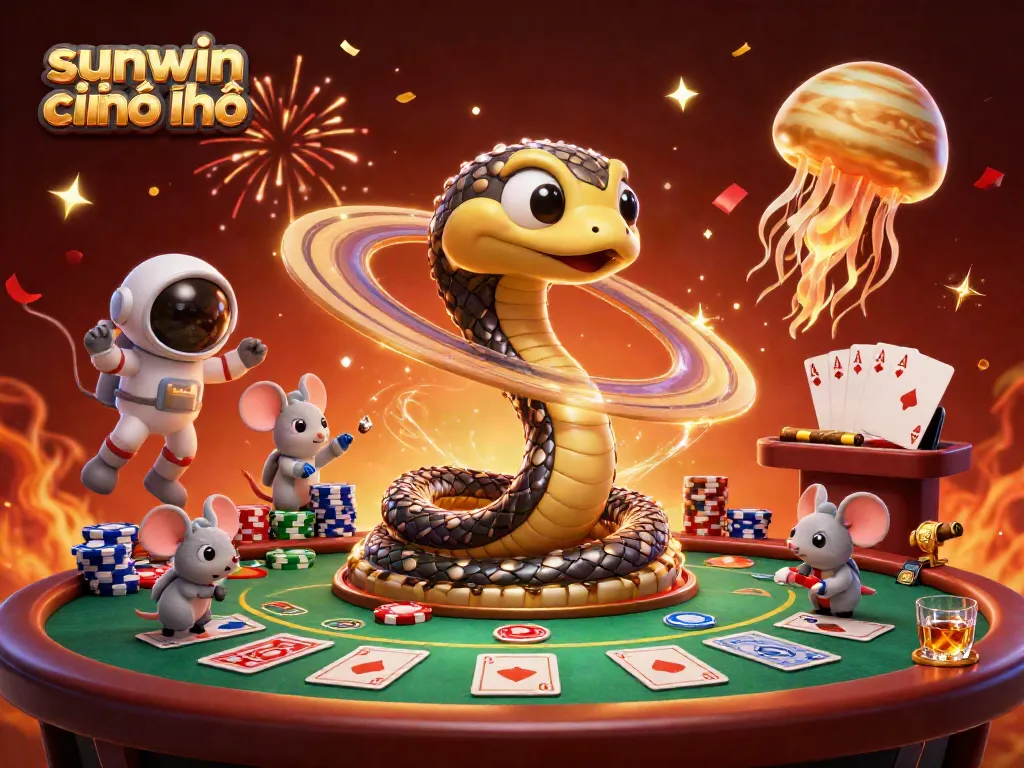 Betting on sunwin chính chủ with cosmic themes and vibrant casino elements illustrating excitement