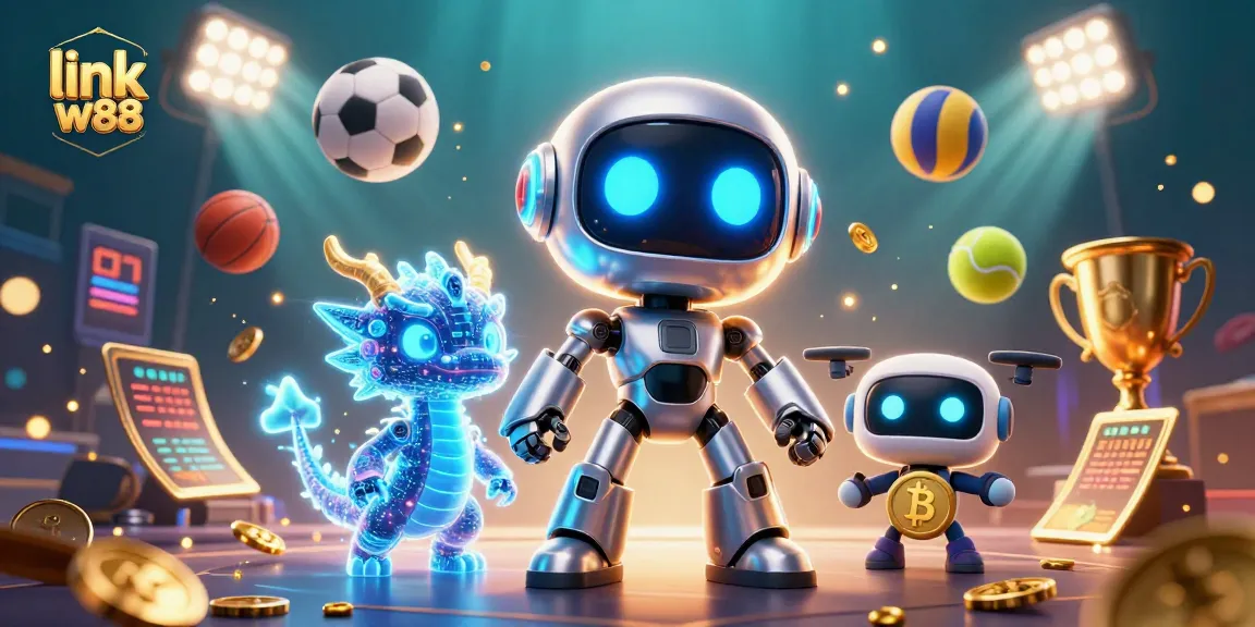 Khai thác link w88 để tận hưởng trải nghiệm cá cược đẳng cấp với robot và rồng AI 3D đầy màu sắc.