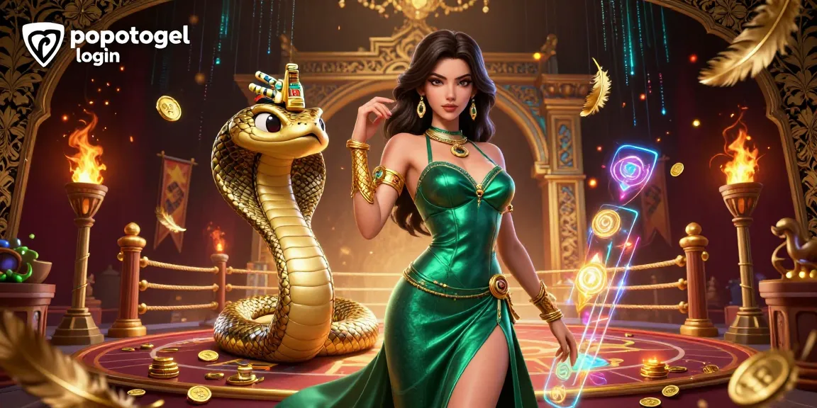 Experience seamless gaming with popotogel login in vibrant 3D illustration of casino atmosphere.