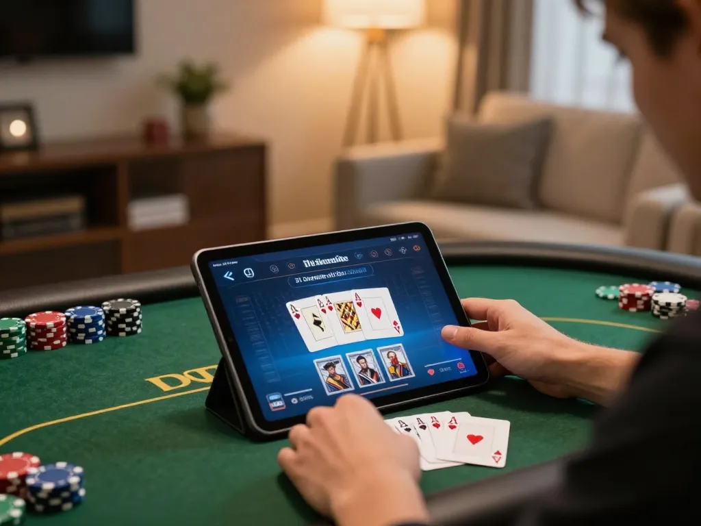 Experience intense gameplay on the 789win poker app from a cozy home environment.