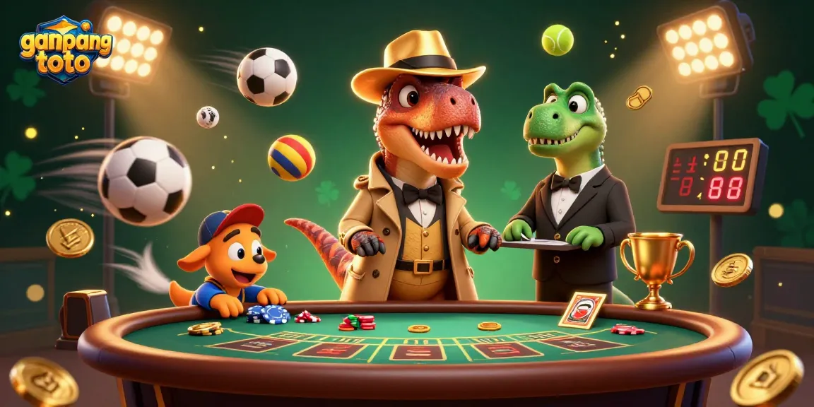 Experience the thrilling action at gampangtoto with a velociraptor and stegosaurus in a dynamic casino scene.