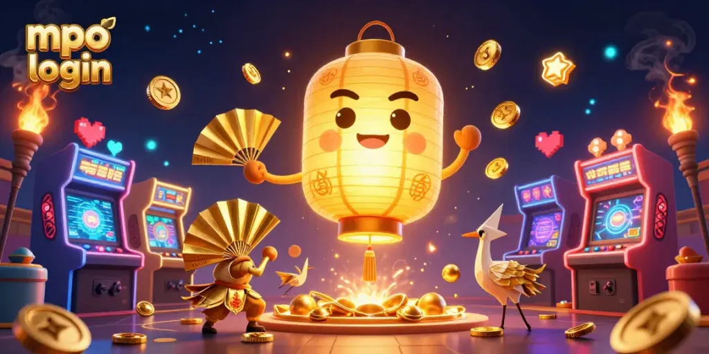 Bermain mpo login dalam ilustrasi kasino yang penuh warna dan detail, nikmati pengalaman bermain game.