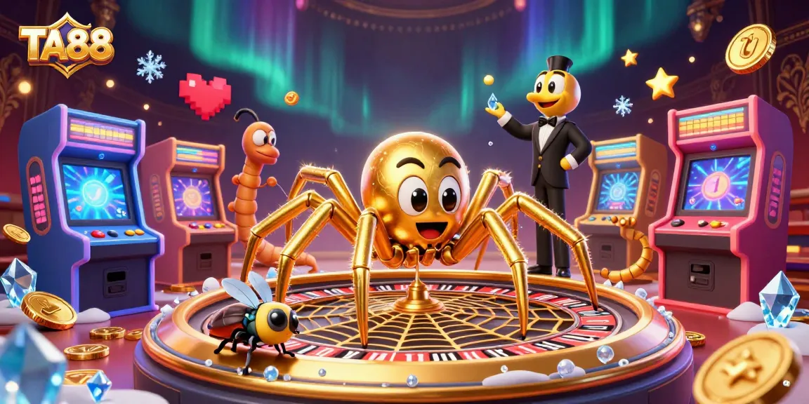 Experience thrilling bets on TA88's roulette wheel with animated casino characters.