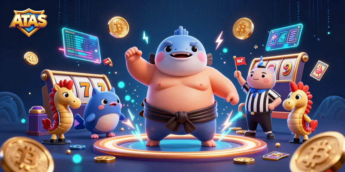 Engage with ATAS Casino through immersive gameplay featuring vibrant slot reels and lively sea creatures.