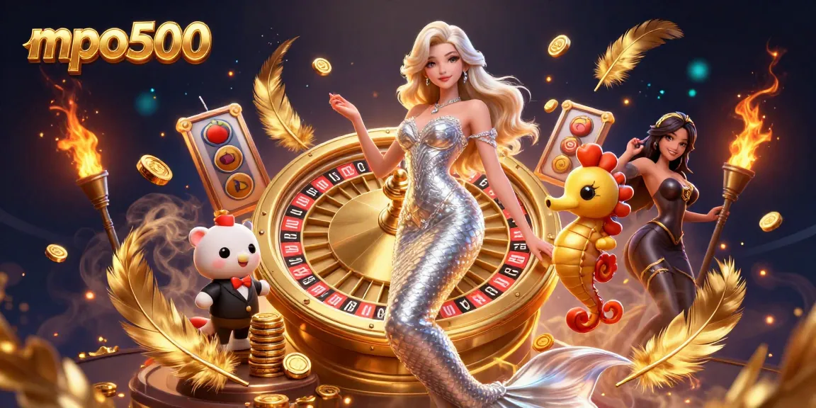 Experience thrilling gameplay at mpo500 while enjoying a sparkling mermaid-themed casino scene filled with wins.