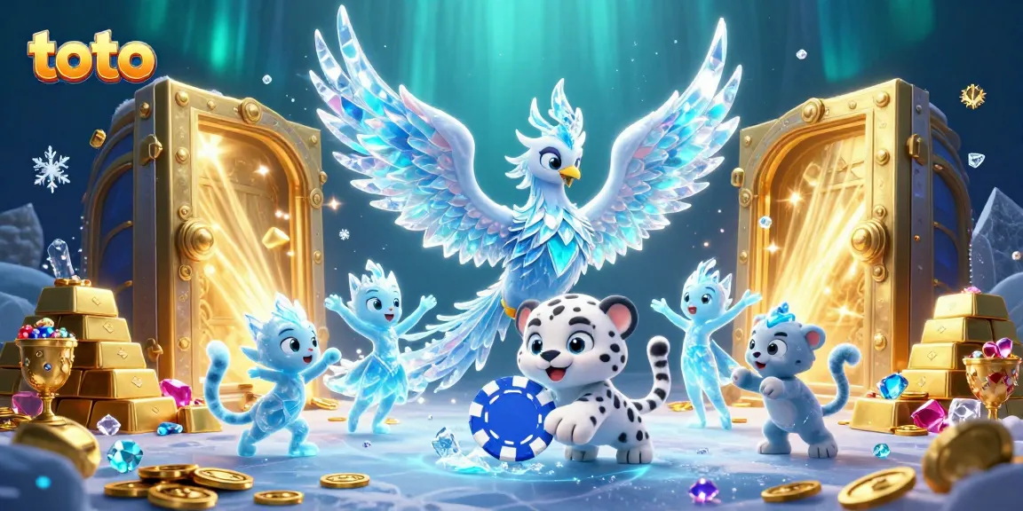 Join the excitement at toto gaming with an ice phoenix and vibrant gems in a thrilling casino atmosphere.