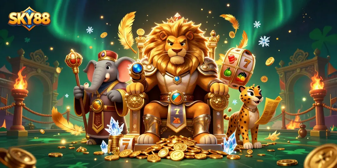 Engage with SKY88 in a dynamic 3D casino world featuring a royal lion, wise elephant, and agile cheetah.