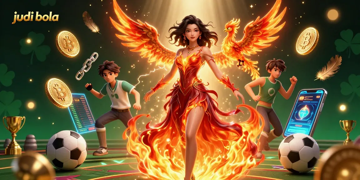 Engage in judi bola sports betting with dynamic scenes featuring an Asian woman and vibrant elements.