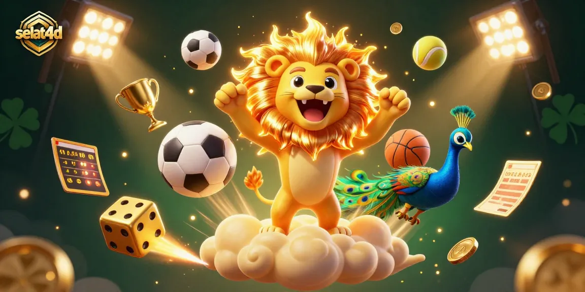 Engage in thrilling sports betting with selat4d, featuring an energetic casino graphic.