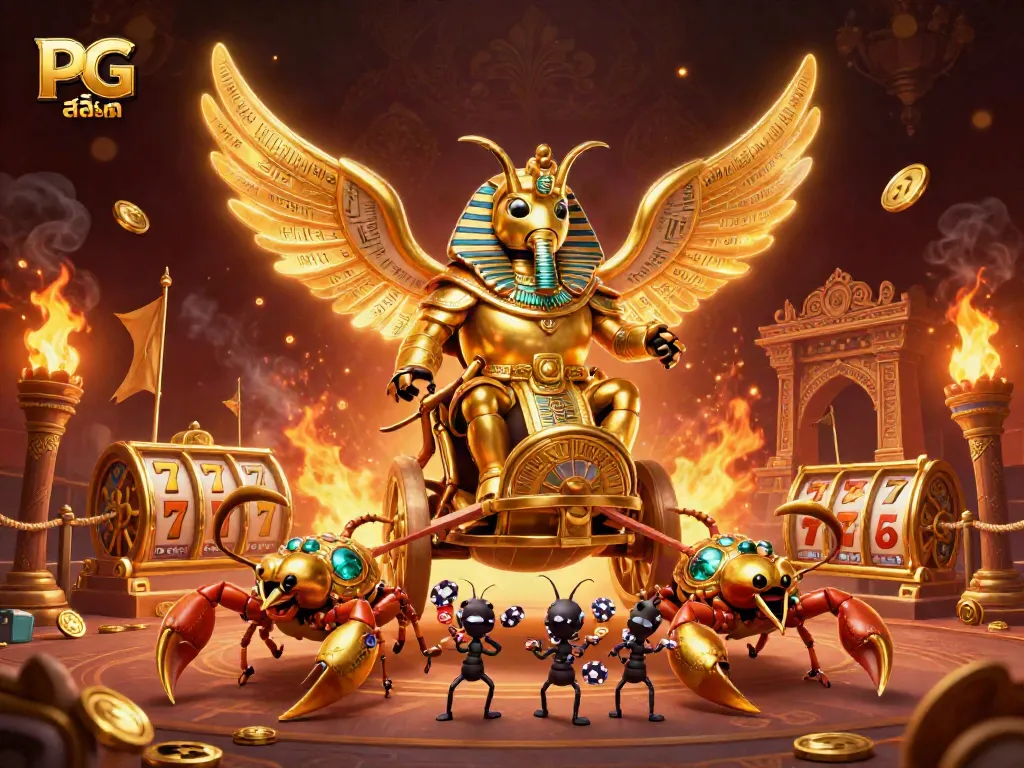 Experience exhilarating PG สล็อต action with colossal characters in a dynamic casino showcase.