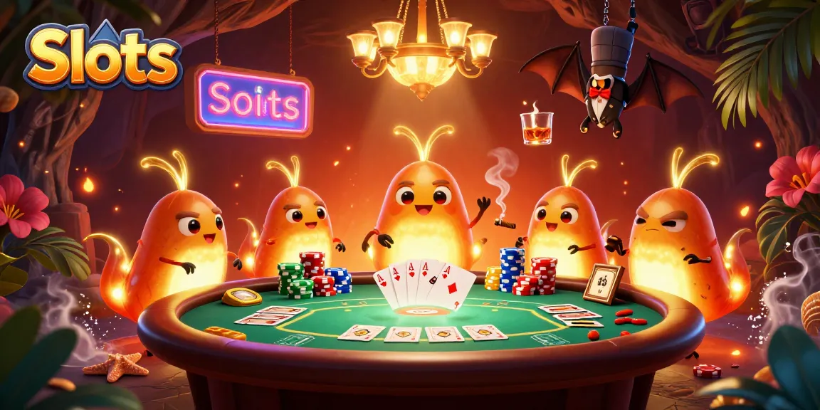 Spin the reels with vibrant slots and glowworms lighting up this exciting casino scene.