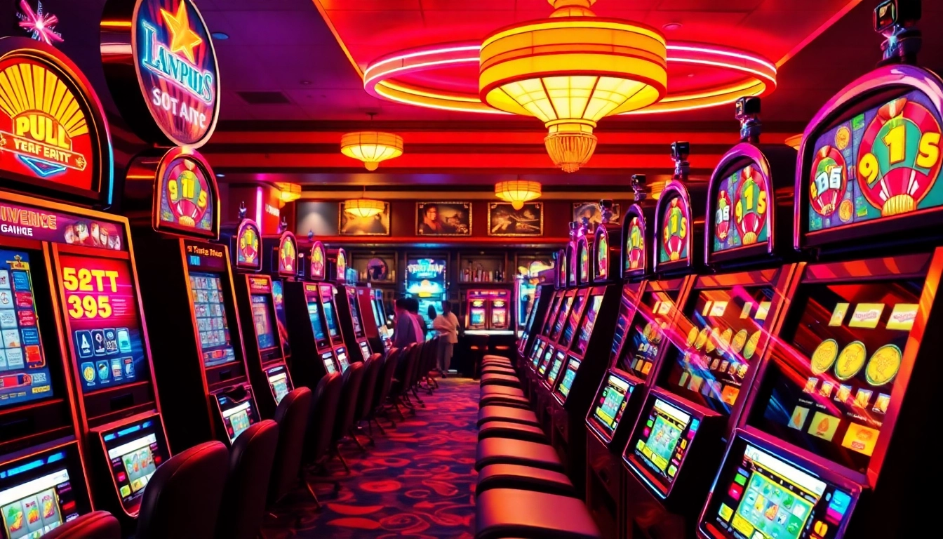 Menangkan Slot Game dengan mesin slot yang berkilauan dan suasana kasino yang ceria.