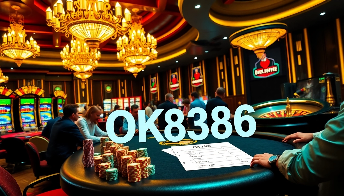 Players engaging in intense poker at the casino while showcasing the excitement of OK8386.