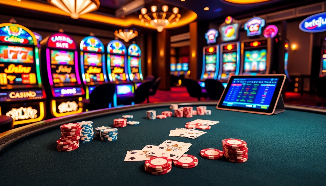 Experience thrilling gaming at https://mm88.nl/ with vibrant poker chips and luxurious casino tables.
