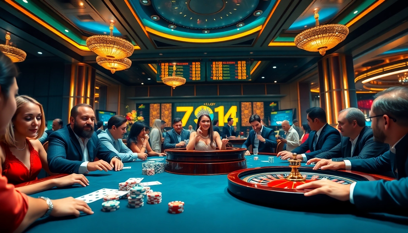 Gameplay at https://789win.apartments/ surrounded by poker chips and a lively casino atmosphere.