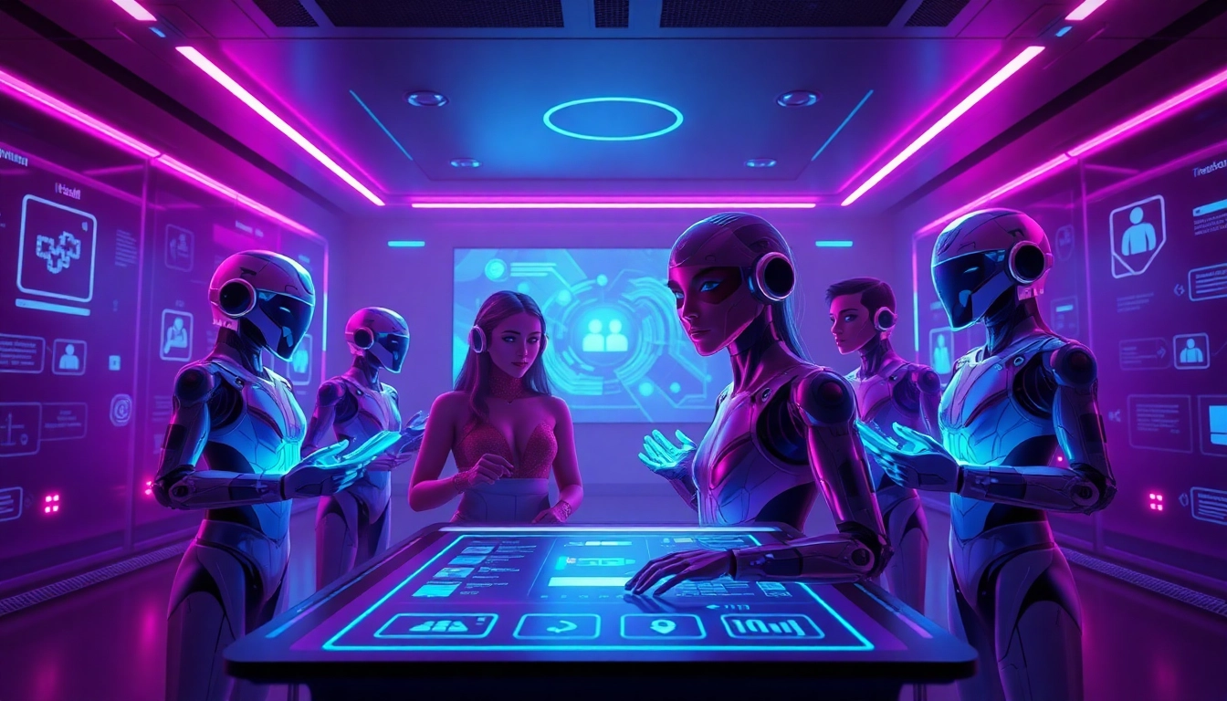 Interactive digital scene showcasing free sex ai chatbots in a modern virtual environment.