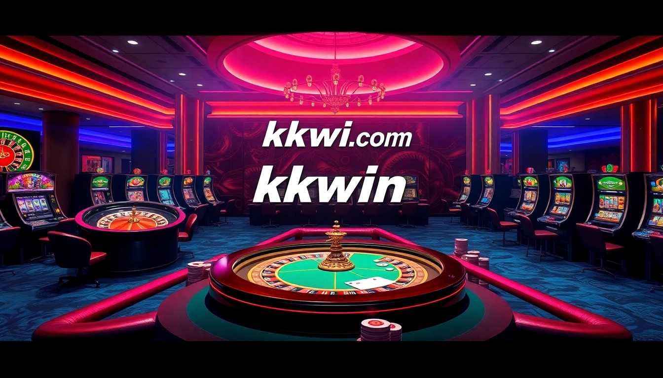 Engage in thrilling games at kkwin.com featuring luxurious tables, vibrant slot machines, and poker action.