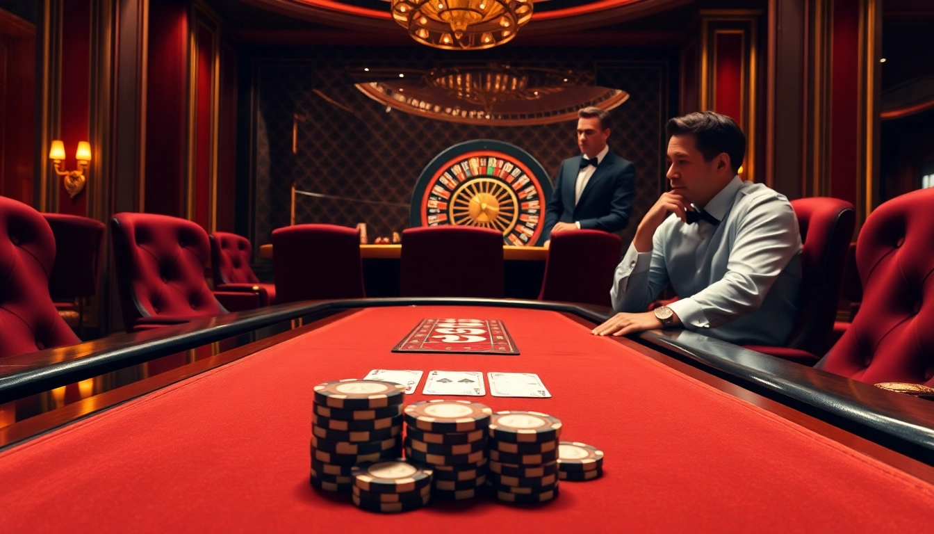 Engaged players at a C168 poker table in a luxurious casino setting showcasing strategy and excitement.