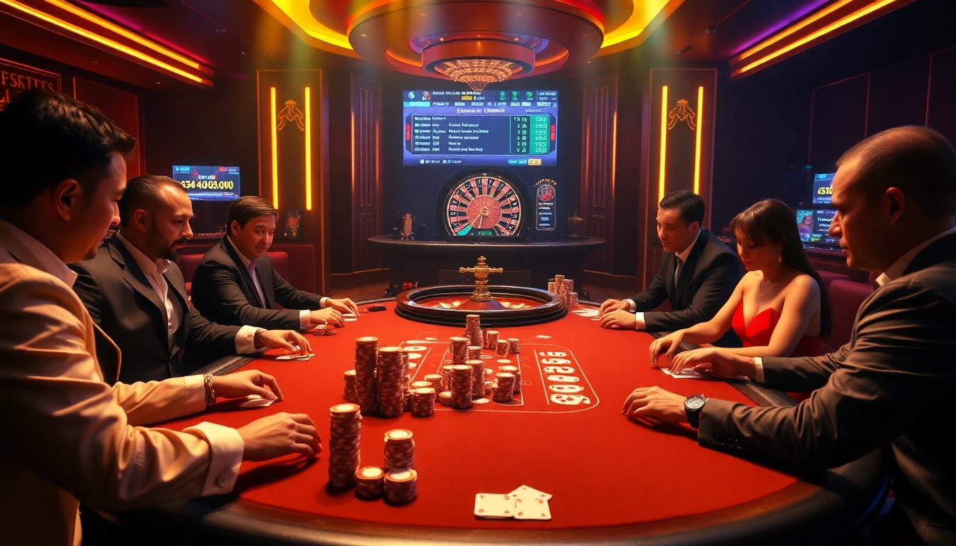 Experience the exhilarating atmosphere of Hi88 VIP with high-stakes poker action and vibrant casino ambiance.