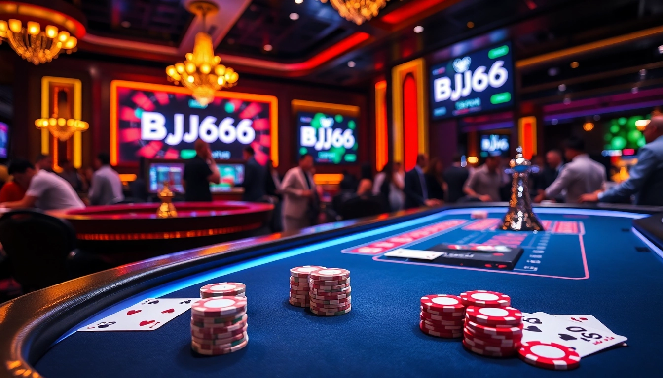 Experience thrilling gameplay at BJ66 with vibrant casino tables and exciting betting action.