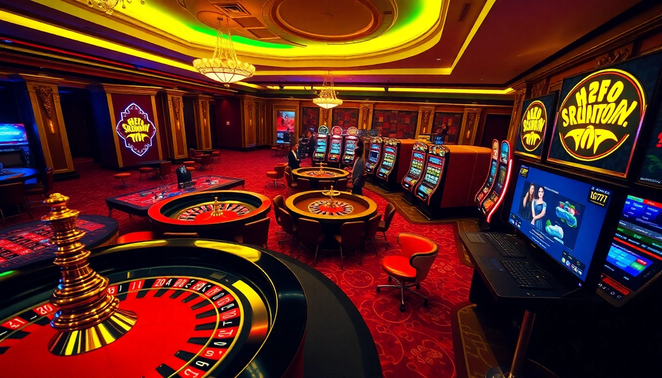 Engage in thrilling online gaming action at https://tg777.one/ with vibrant casino visuals featuring roulette and slots.
