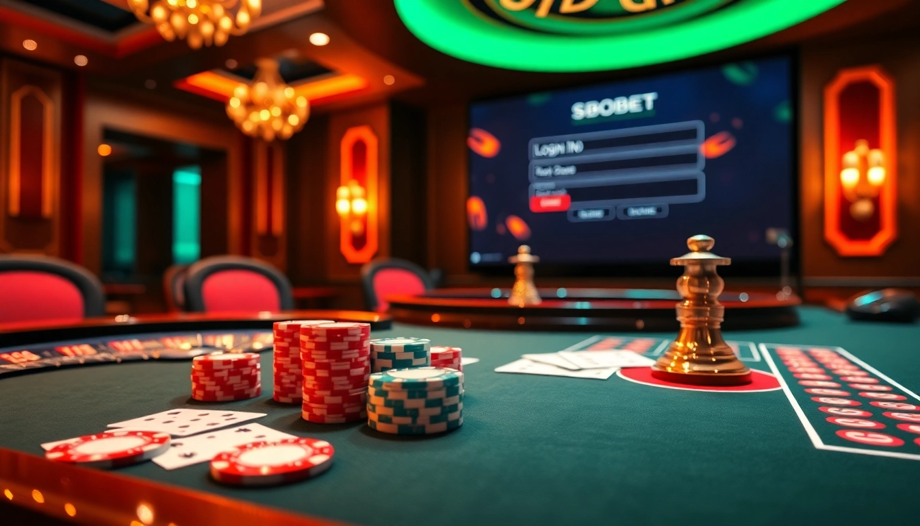 Experience sbobet login excitement at a vibrant casino table packed with thrilling games.