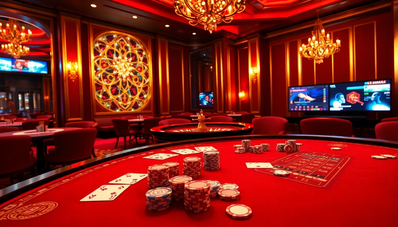 Engaging scene of sex games at a casino table surrounded by rich decor and playful gaming elements.