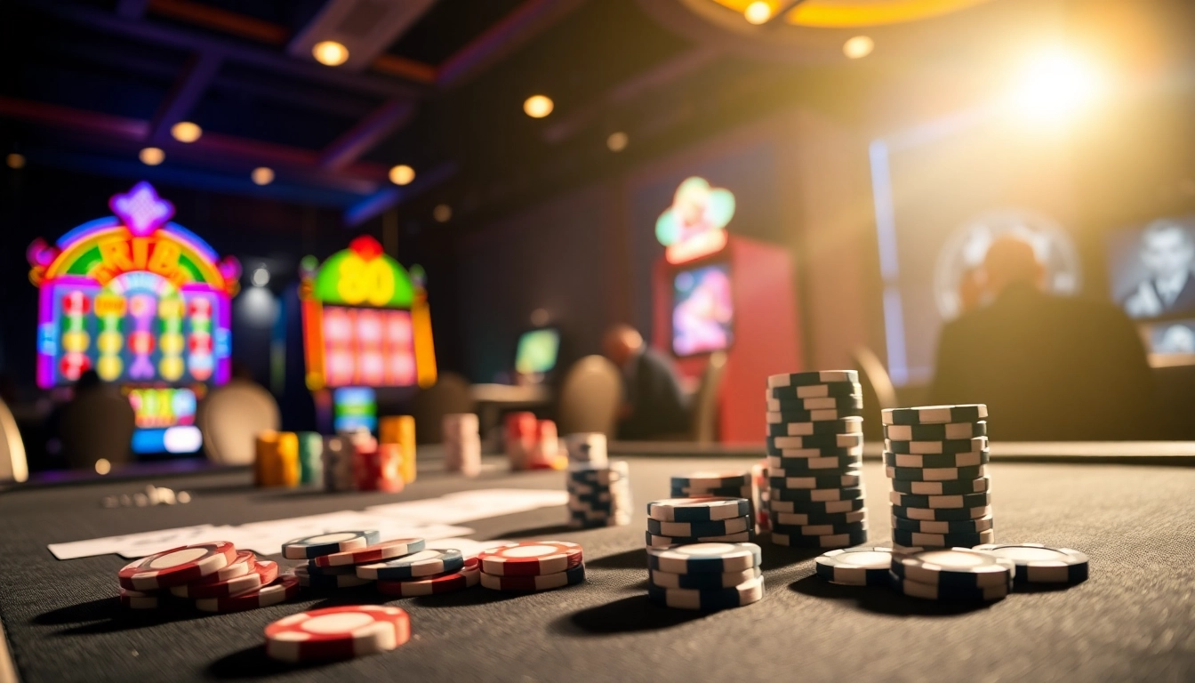 Experience thrilling gameplay at RR88 Auction's casino table with vibrant chips and cards.