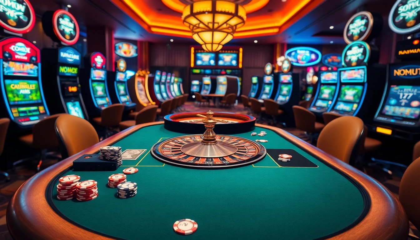 Experience the thrill of gambling at NOHU90 with dynamic gaming tables and vibrant slot machines.