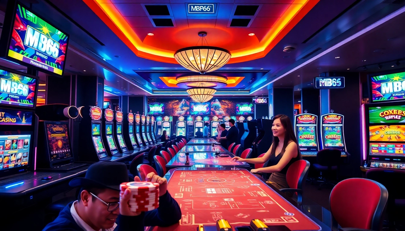 Experience the thrill of MB66 with vibrant casino gaming tables and exciting gambling action.
