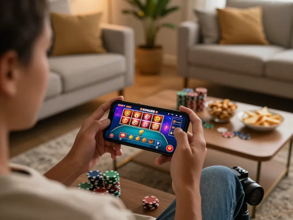 KONG88 mobile gaming experience with a player engaged in casino action on their smartphone.